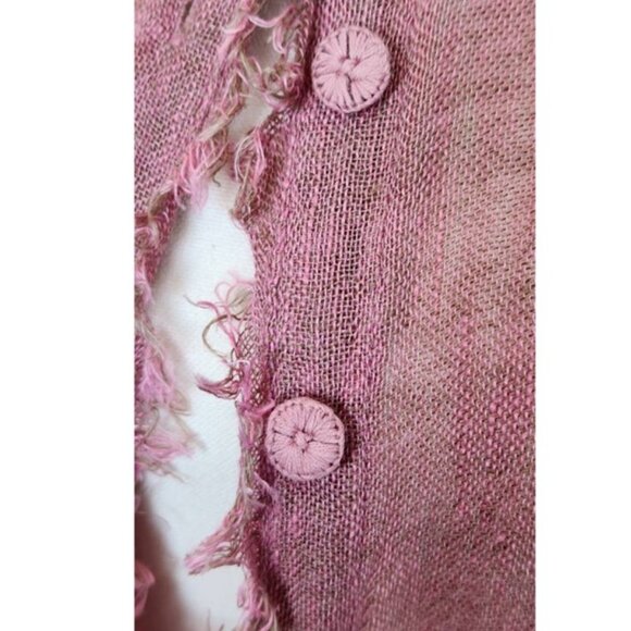 Eileen Fisher Frayed Linen Blend Blush Button up Cardigan Size US S - Picture 5 of 6